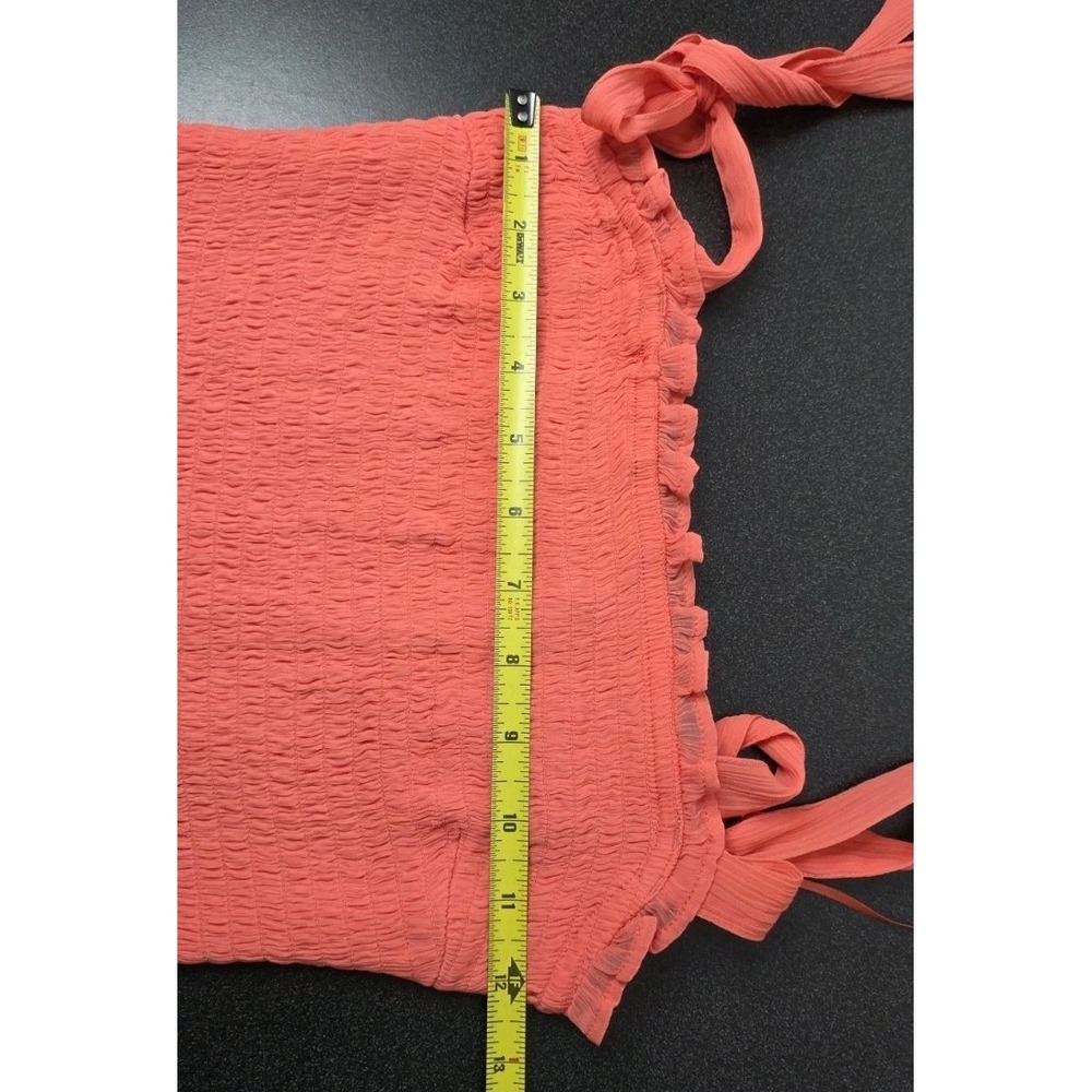 New Abercrombie Fitch Smocked Ruffle Tiered Tie Gauze Strap Orange Sundress Boho - Picture 6 of 8